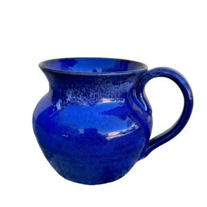 LATHAM'S POTTERY Seagrove NC Cobalt Blue Glazed 4" Mug Signed BRUCE‎ LATHAM '99